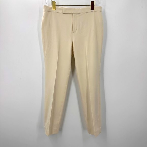Ralph Lauren Cream Gold Metallic Luxury Trousers Womens 8 - Picture 1 of 5